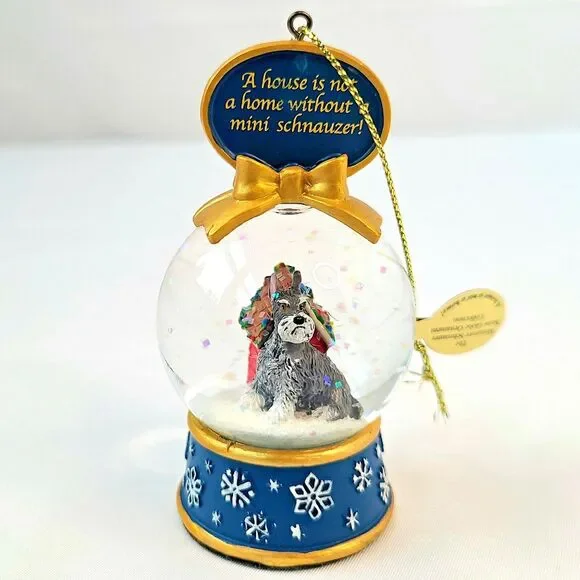 Danbury Mint Christmas Miniature Schnauzer Mini Snow Globe Ornament Dog House - Picture 2 of 11
